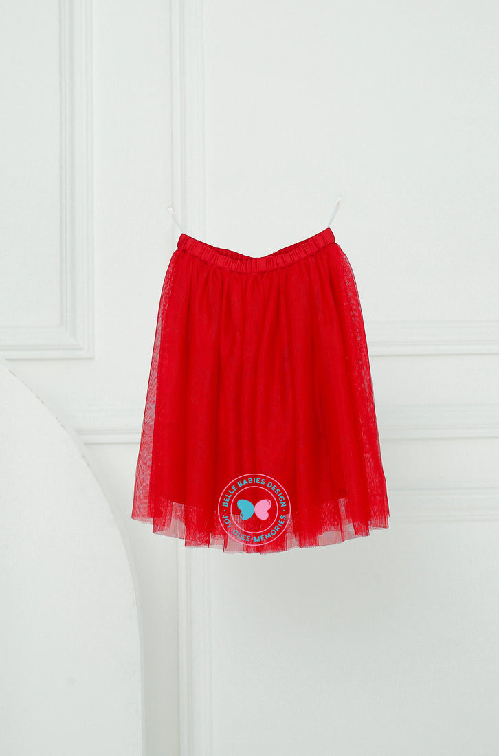 BBD Tutu Skirt - Maroon Red (Below Knee)