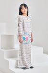 BBD Embroidered Modern Kurung - Pastel Silver grey