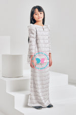 BBD Embroidered Modern Kurung - Pastel Silver grey
