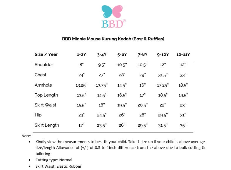 BBD x Disney - Minnie Mouse Kurung Kedah - Blue