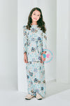 BBD Puff Printed Kurung (Blue Sakura)