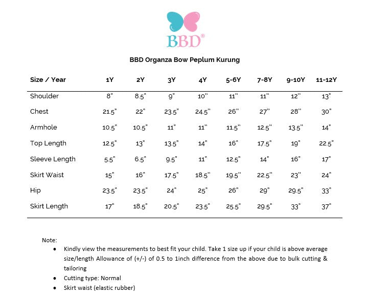 BBD  Organza Bow Peplum Kurung - Blush Pink