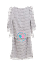 BBD Embroidered Modern Kurung - Pastel Silver grey