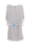 BBD Embroidered Modern Kurung - Pastel Silver grey