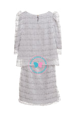 BBD Embroidered Modern Kurung - Pastel Silver grey