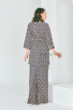 FEMME : Black Poppy Printed Kurung