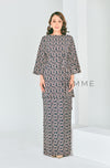 FEMME : Black Poppy Printed Kurung