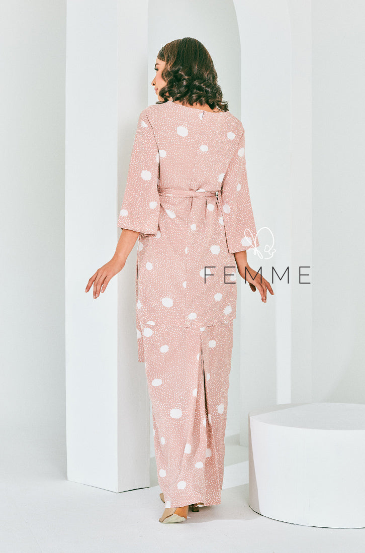 FEMME : Nude Dots Printed Kurung