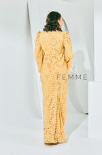 Femme: Modern Kurung Kedah Lace (Mustard Yellow)