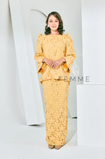 Femme: Modern Kurung Kedah Lace (Mustard Yellow)