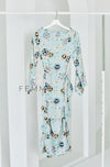 FEMME : Blue Sakura Printed Kurung