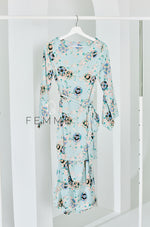 FEMME : Blue Sakura Printed Kurung