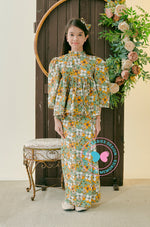 Enchanted Eid 2023: Highneck Printed Green Yellow Flower