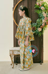 Enchanted Eid 2023: Highneck Printed Green Yellow Flower