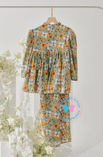 Enchanted Eid 2023: Highneck Printed Green Yellow Flower