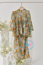 Enchanted Eid 2023: Highneck Printed Green Yellow Flower