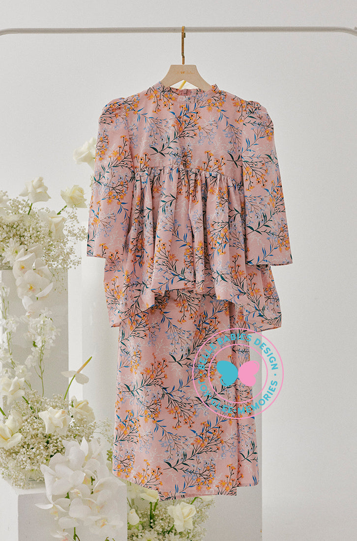 Enchanted Eid 2023: Highneck Printed Dusty Pink