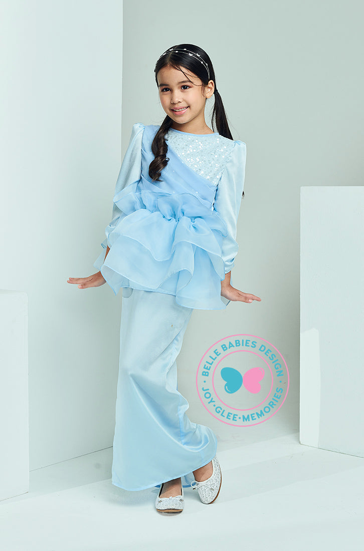 Enchanted Eid 2023: Sequin Drape Kurung (Baby Blue)