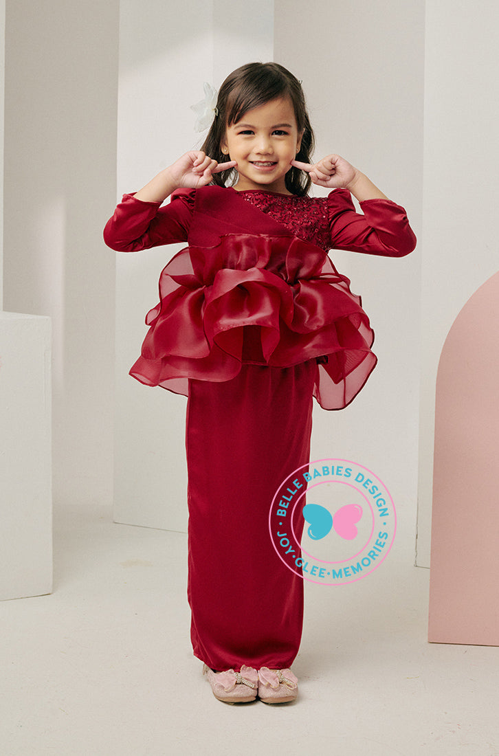 Enchanted Eid 2023: Sequin Drape Kurung (Maroon)