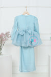 BBD Organza Bow Peplum Kurung - Dusty Baby Blue