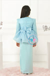 BBD Organza Bow Peplum Kurung - Dusty Baby Blue