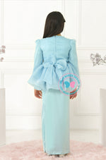 BBD Organza Bow Peplum Kurung - Dusty Baby Blue