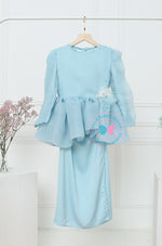 BBD Organza Bow Peplum Kurung - Dusty Baby Blue