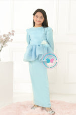 BBD Organza Bow Peplum Kurung - Dusty Baby Blue