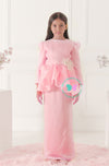 BBD  Organza Bow Peplum Kurung - Blush Pink