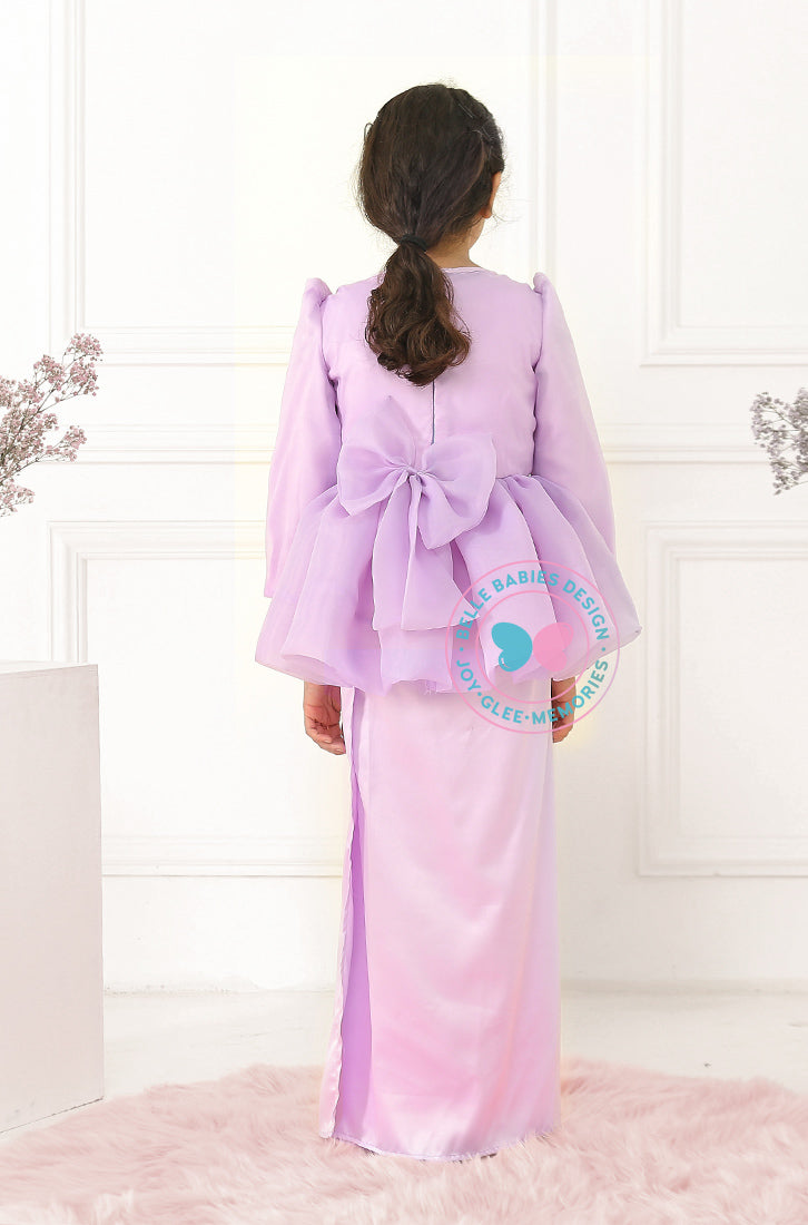 BBD  Organza Bow Peplum Kurung - Lilac