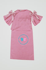 Pleats & Bow Modern Kurung (Pink Polka)