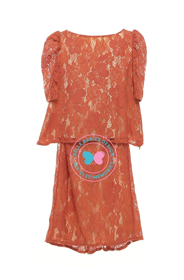 BBD Modern Kurung Lace (Kain Kipas) - Orange Brick