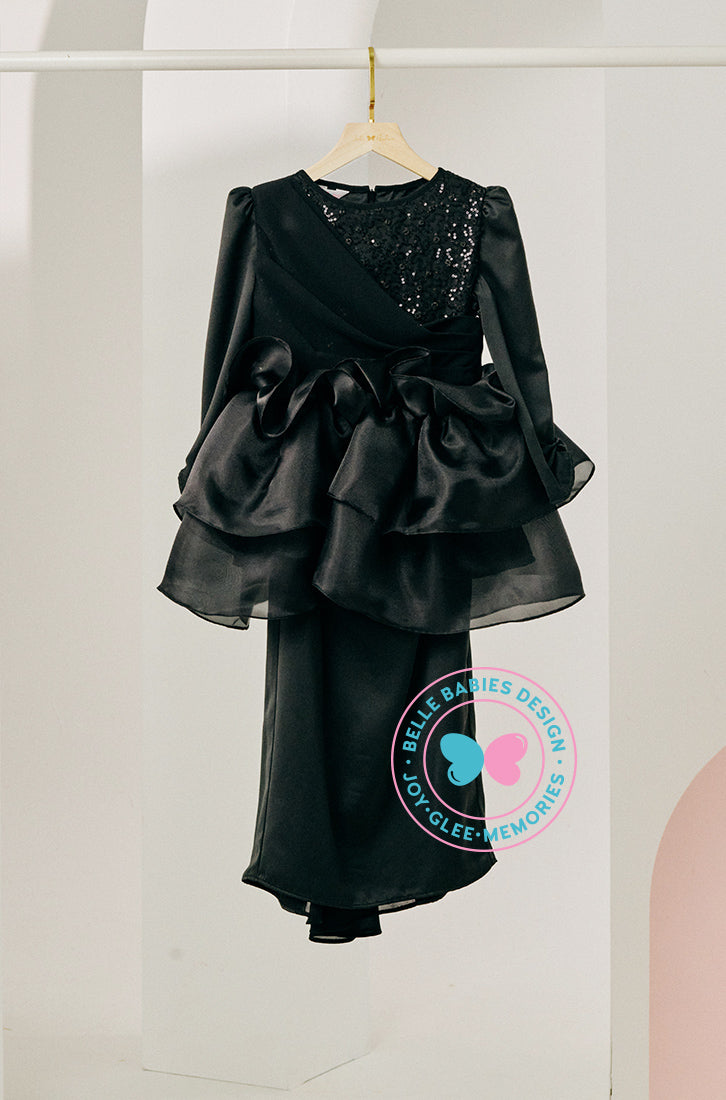 Enchanted Eid 2023: Sequin Drape Kurung (Black)