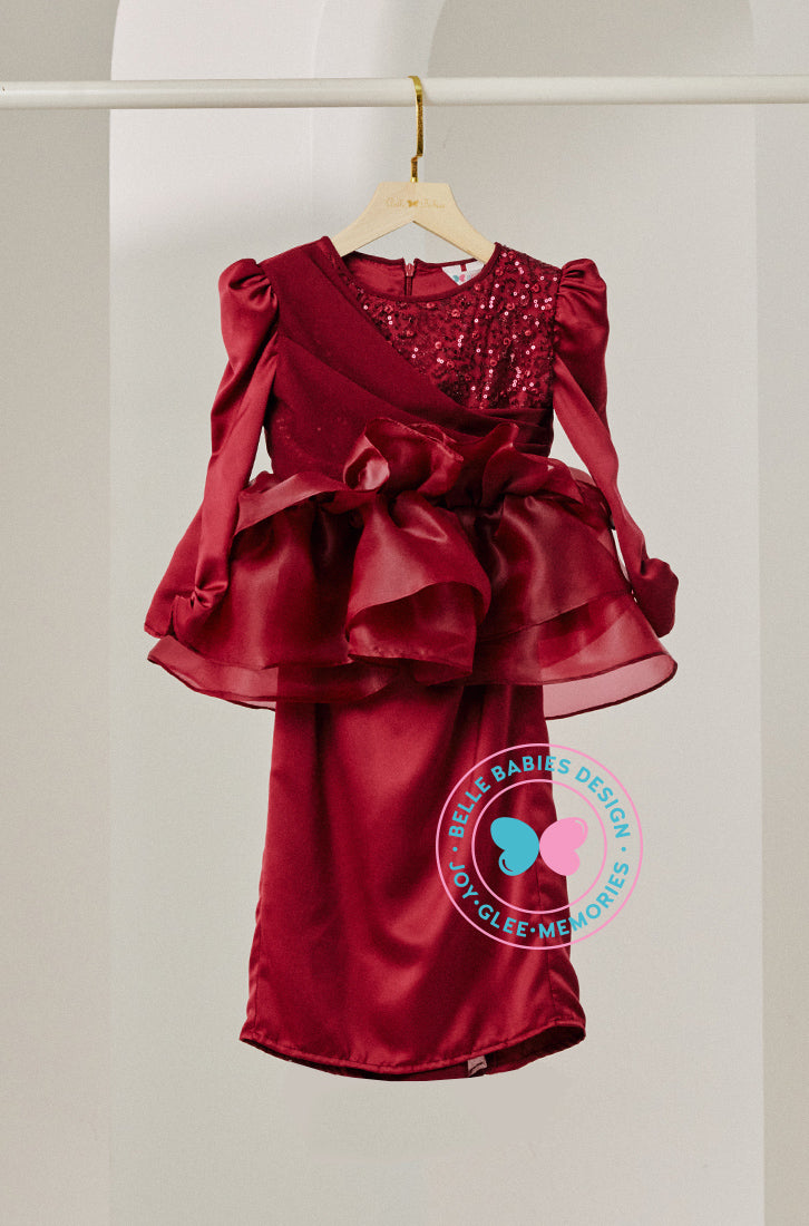 Enchanted Eid 2023: Sequin Drape Kurung (Maroon)