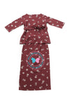 BBD Wrap Ribbon Kurung - Brownish Plum Flowers