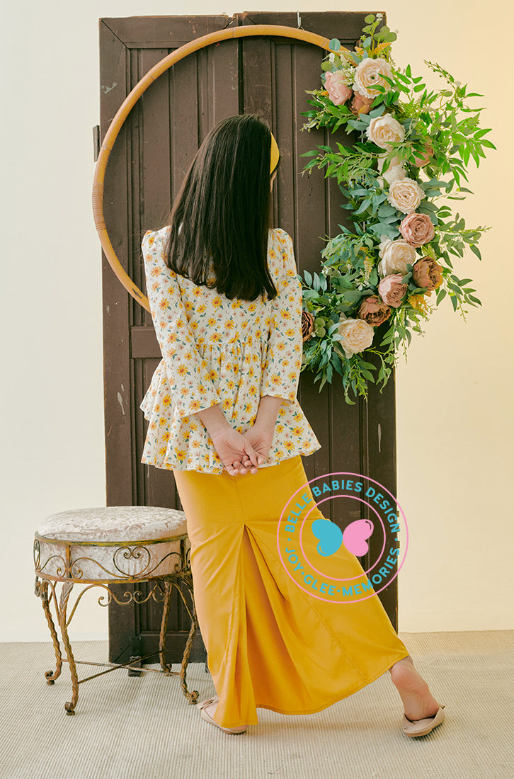 Enchanted Eid 2023: Scallop Peplum Printed Yellow